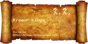 Kremer Kinga névjegykártya